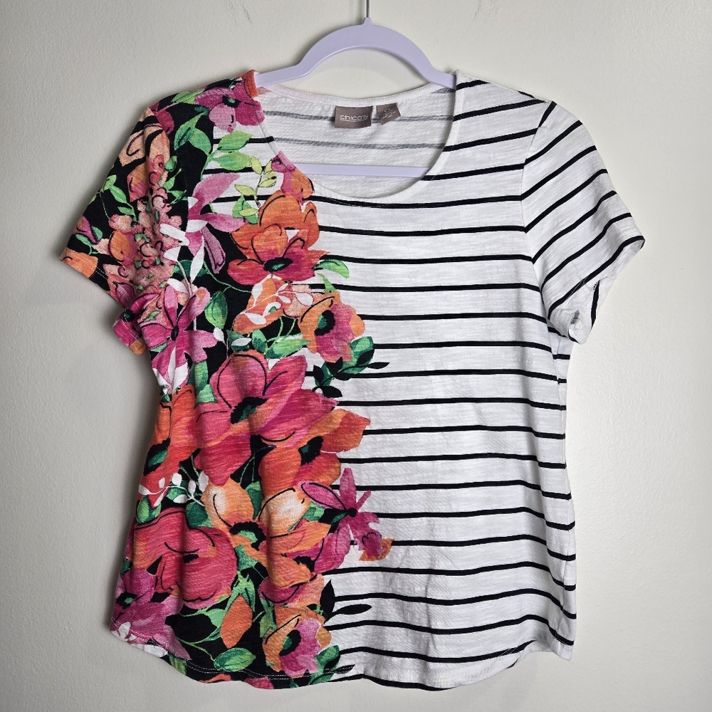 Chico's Floral Artsy Boho Tee Size 0 / XS